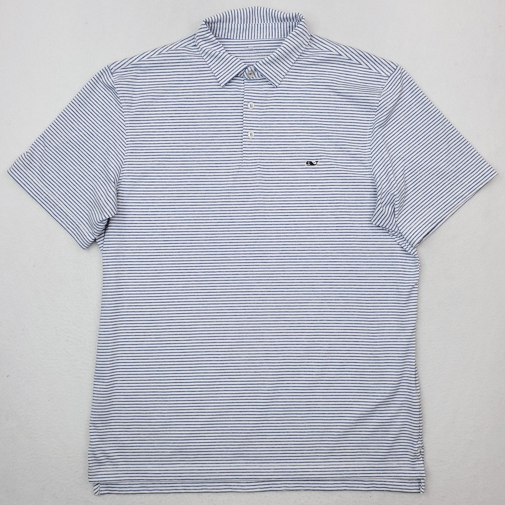 Vineyard Vines Polo Shirt Mens Large Blue On-The-Go Sankaty Golf Performance